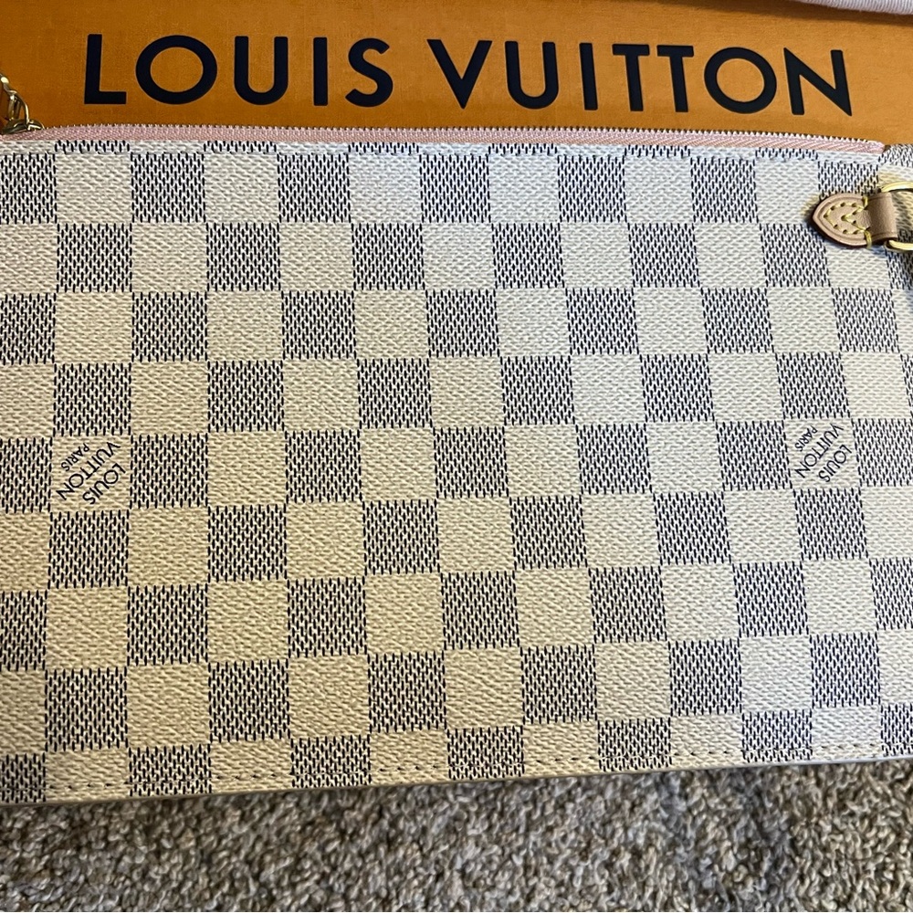 Louis Vuitton Damier Azur Clutch Wristlet in White and Blue-Gray